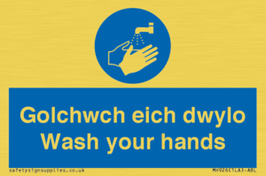 golchwch eich dwylo / wash your hands - safety sign